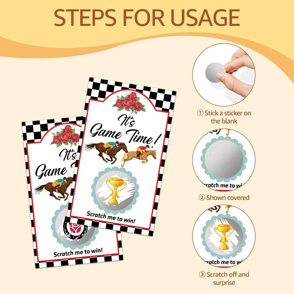 50 Pcs It's Game Time Scratch Off Cards, Funny Horse Racing Game image 4
