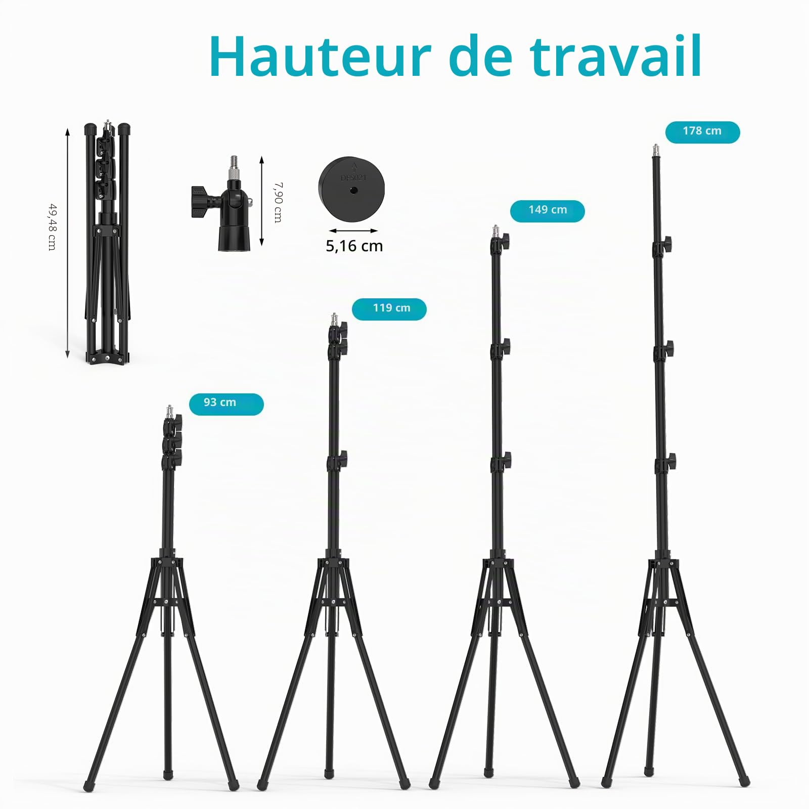 Starlink Mini trépied Starlink Mini trépied en alliage d'aluminium, hauteur réglable 165,1 cm avec filetage de 6,35 mm à 20, compatible avec Starlink Mini/Mini X Standard Dishy
