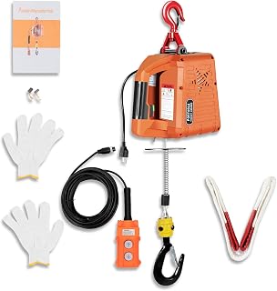 Electric Hoist Winch 2,200lbs Portable Electric Winch - Manual and Wired- with Lifting Strap - Max 25ft Lifting Height - Lift 16ft/min