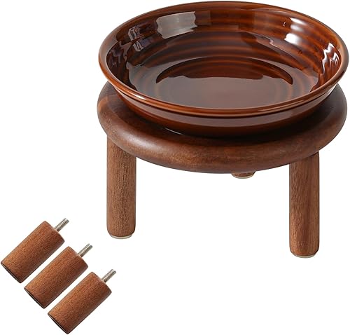 Miniatura 24 de Platos de cerámica anchos para gatos con protección para bigotes, juego de 3 tazones de cerámica para gatos, plato antideslizante para gatitos de B