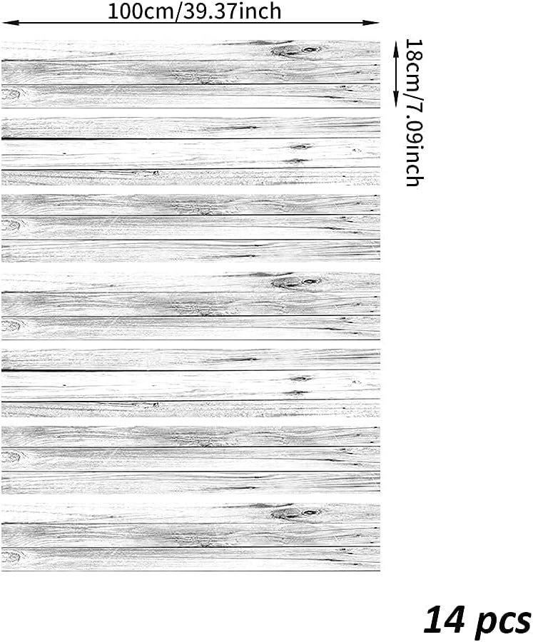 funlife 14 Strips Peel and Stick Stair Risers Stickers, Self Adhesive Vinyl Stair Stickers Decals, Staircase Murals Decor for Steps, 39.37"X7.09", Faux Weathered Rustic Wood