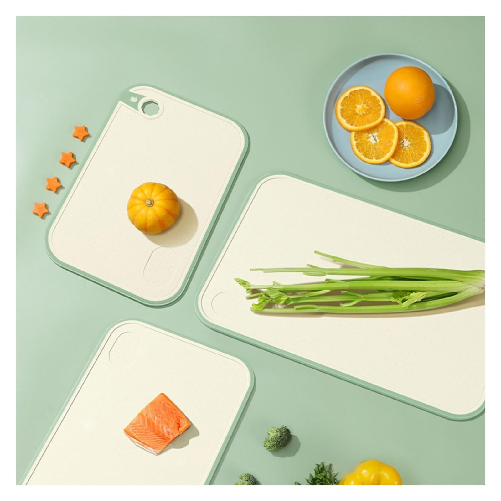 Tabla De Cortar De Doble Cara, Tablas De Cortar Fáciles De Limpiar Para La Cocina, Con Tabla De Cortar Antideslizante Abrasiva, Disponible Por Las Dos Caras, Agujeros Para Colgarla(Orange,41*27.6cm/16