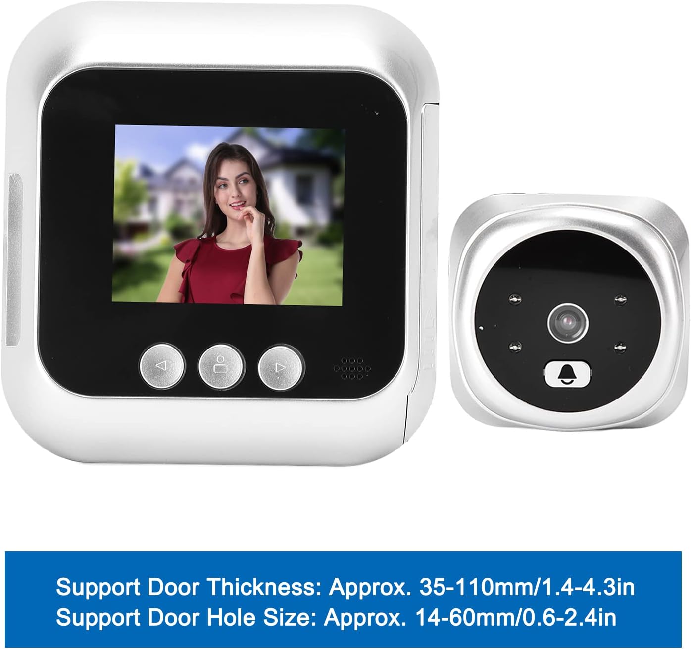 Smart Doorbell Peephole, 135° Wide Angle Night Vision Function Doorbell Viewer with 4 LED Lights, 2.8in 720P LCD Diaplay 4AAA Battery (Without) for Household DC 5V