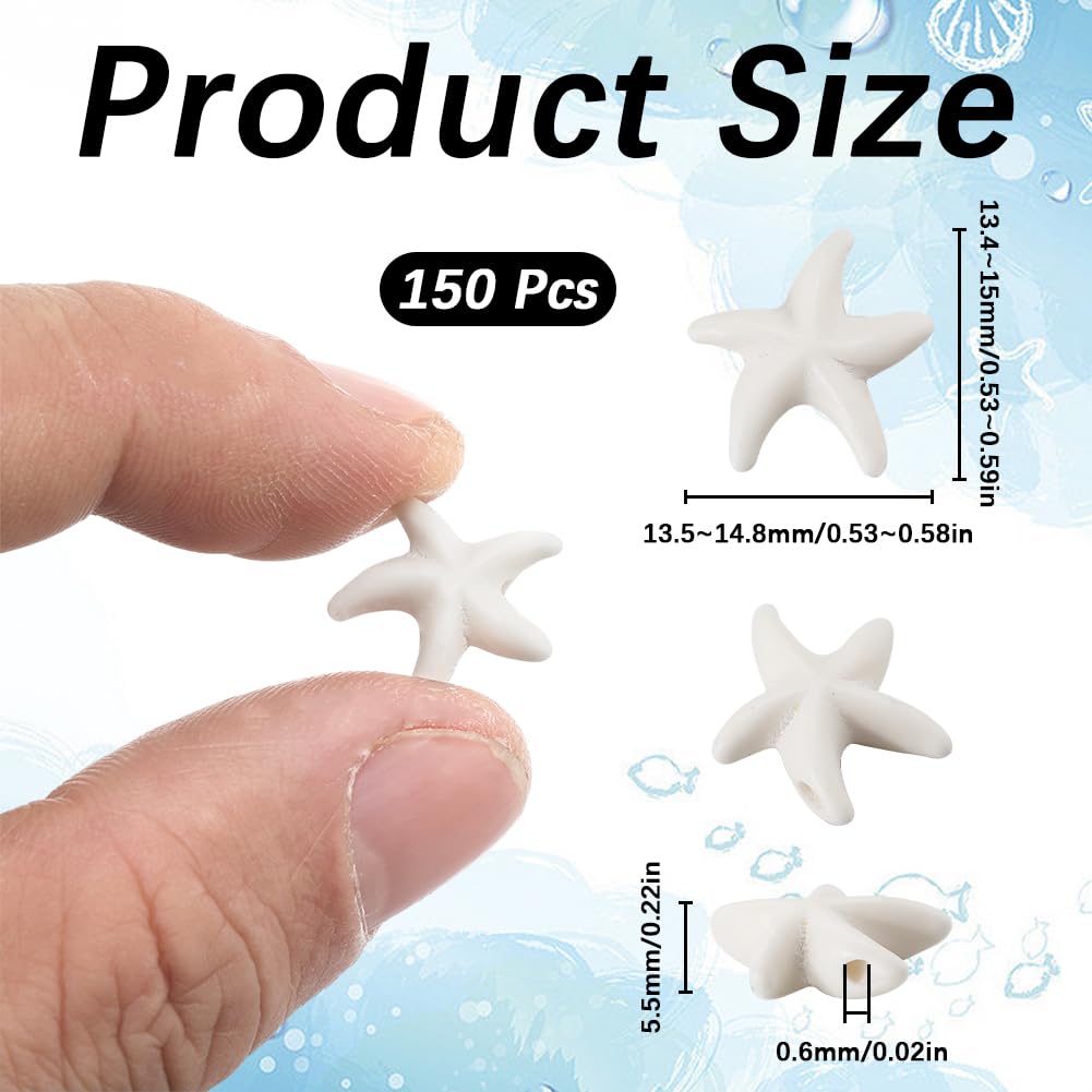 SUNNYCLUE 1 Boîte De 150 Perles Synthétiques Blanches En Forme D'étoile De Mer Turquoise Pour La Fabrication De Bijoux