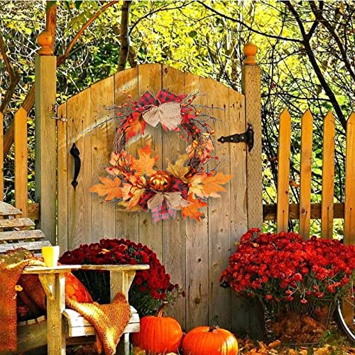 Couronne d'automne artificielle citrouille durable sans perte de feuilles - 6