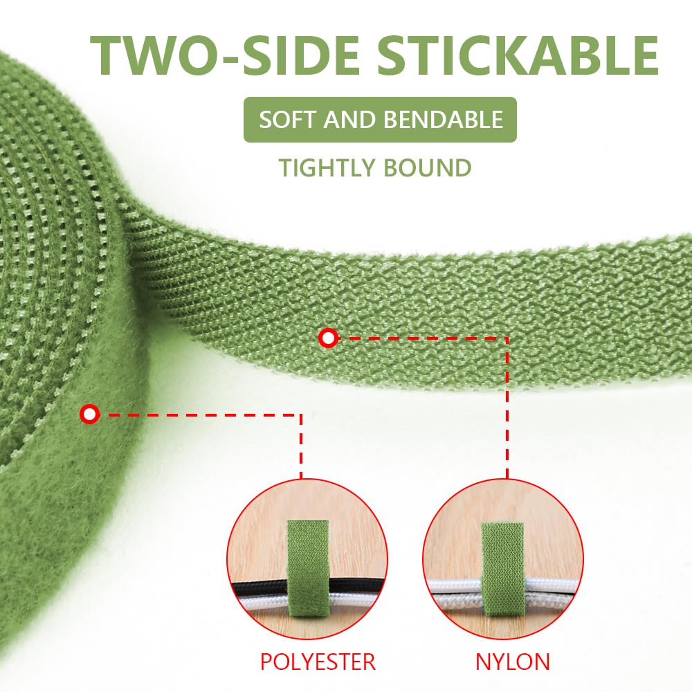 Cinta adhesiva para plantas con velcro, 15 m, color verde, resellable, de doble cara, 10 mm, autoadhesiva, para trepar, multiusos, resistente a la intemperie