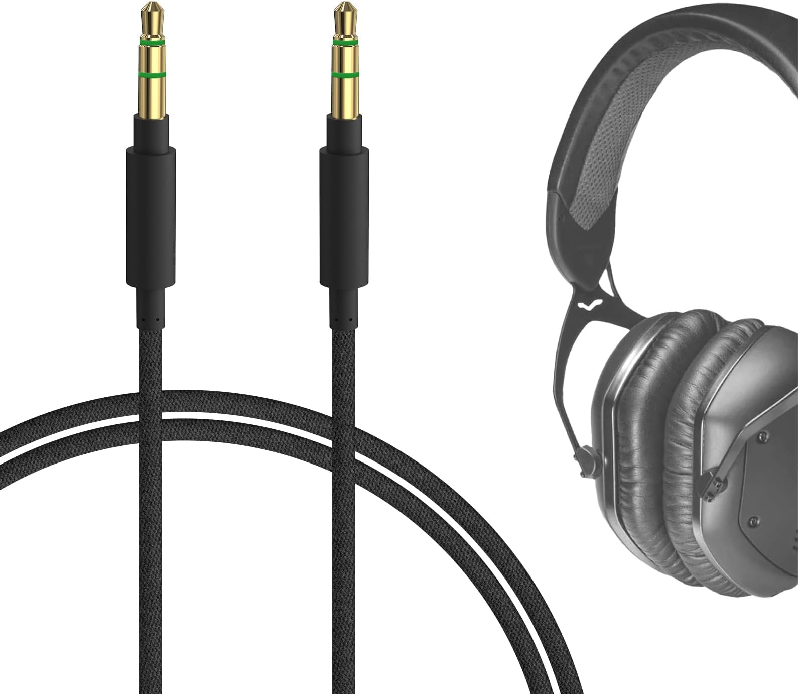 Geekria Audio Cable Compatible with V-MODA Crossfade LP/2/M-80/M-100, XS Headphones, 1/8" (3.5mm) to 3.5mm Braided Nylon Replacement Stereo Cord (4 ft/1.2 m)