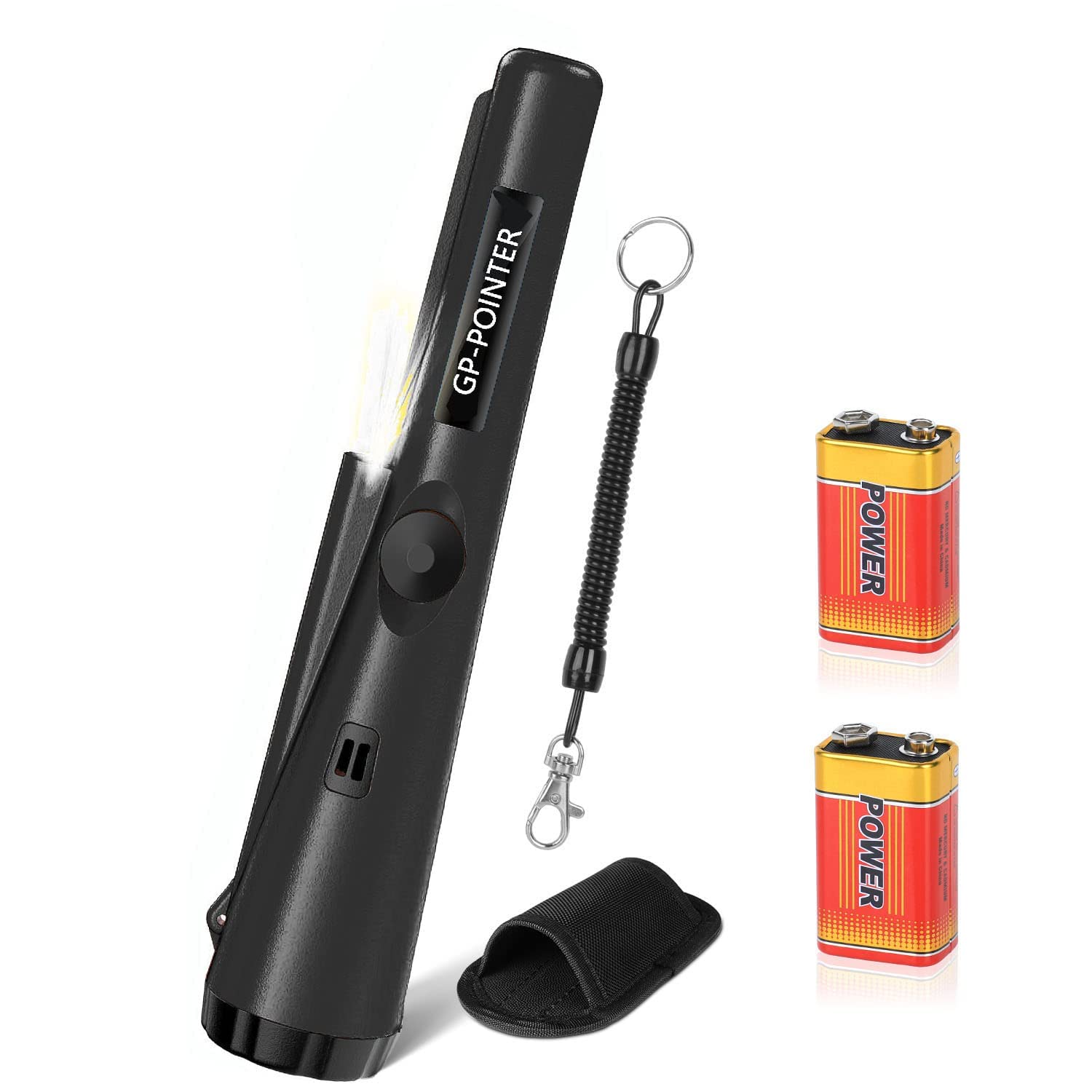 SuperboomMetal Detector Pinpointer Water Resistant Gold Treasure Hunting Unearthing Tool Accessories with Buzzer Vibration for Kids Beginners Bonus 2 Pack Battery and Belt Holster