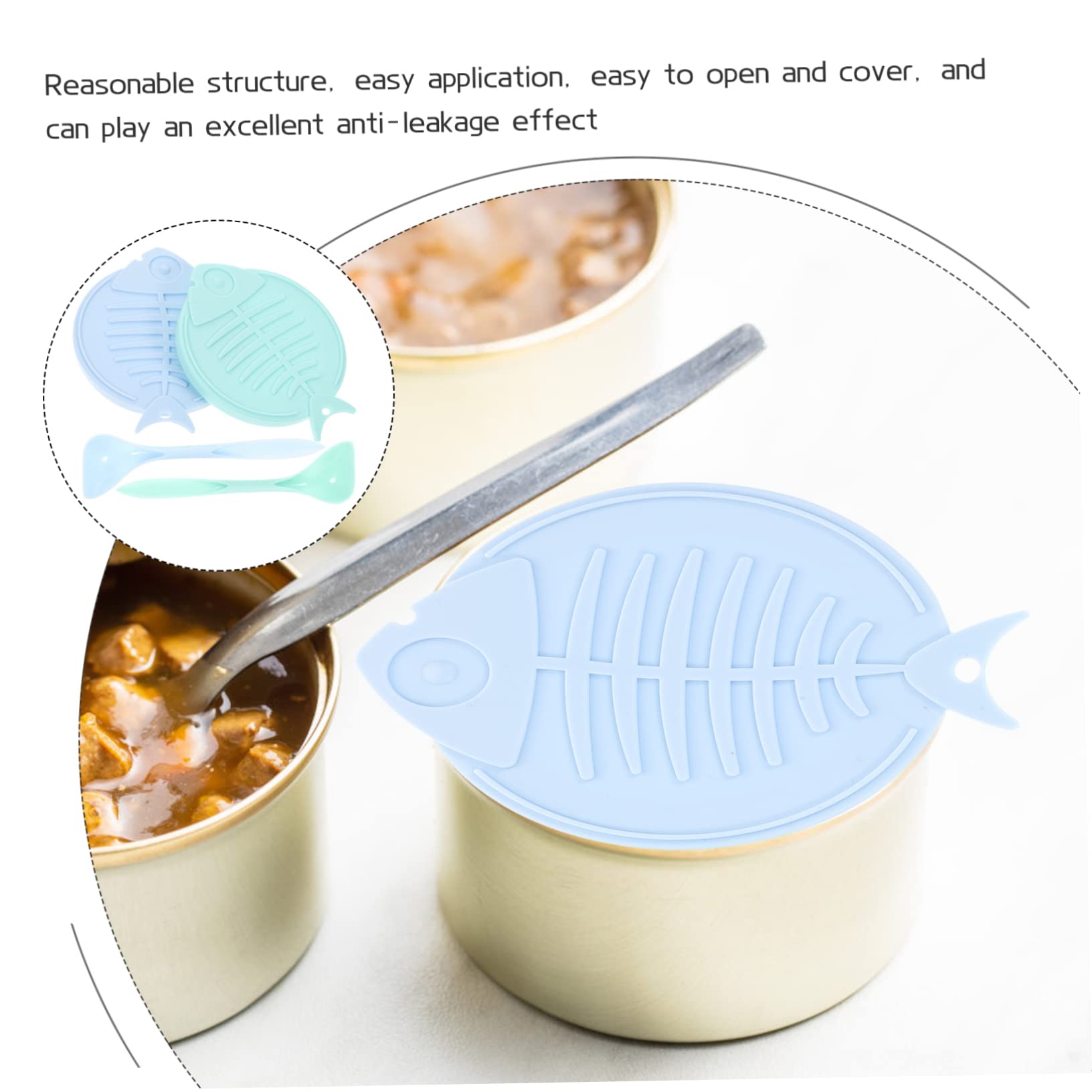 DOITOOL 4 Sets Cat Can Lid Silicone Ladle Pet Accessory Can Cover Universal Lid Food Household