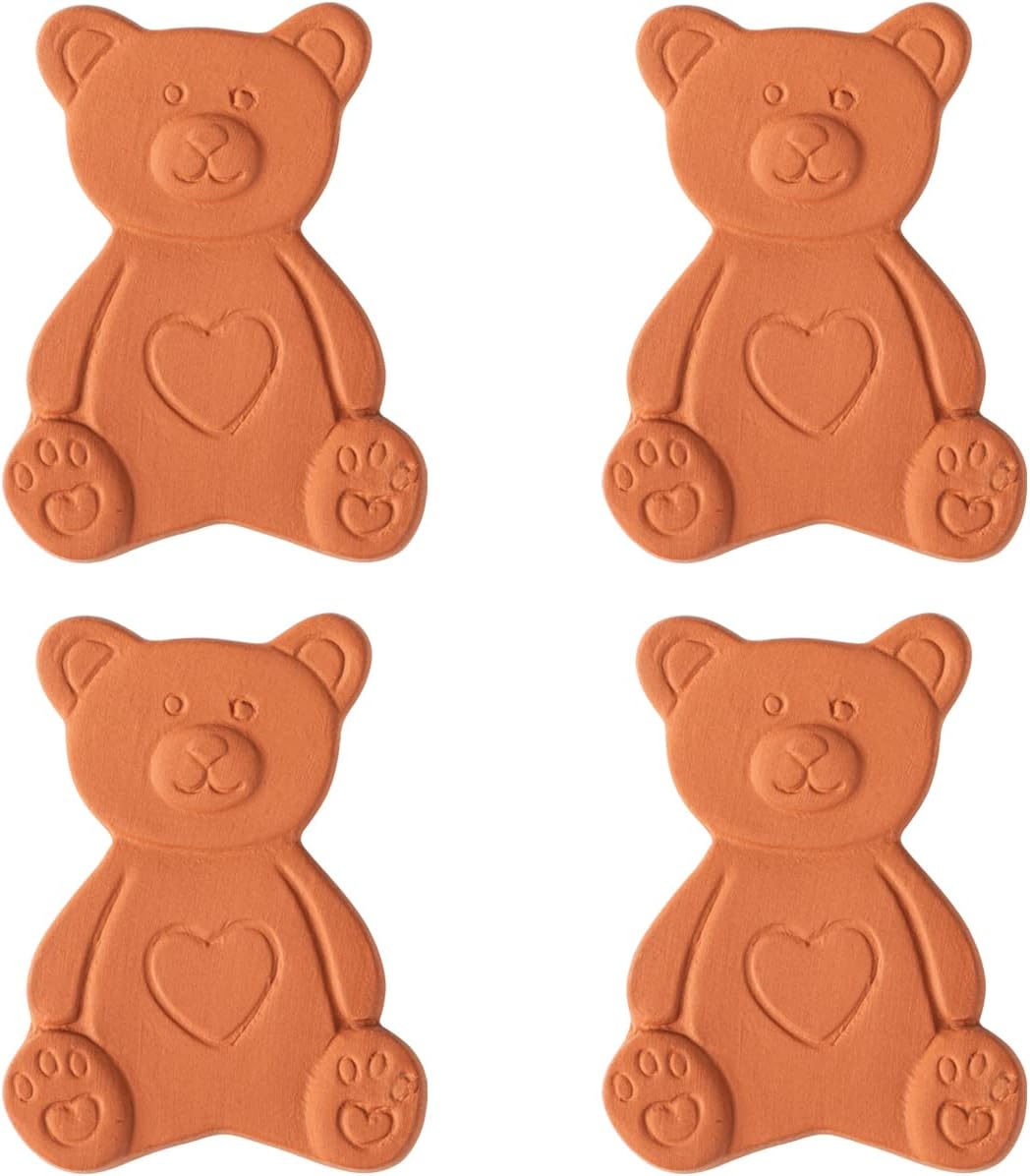 4-Piece Bear Shaped Terracotta Brown Sugar Keeper and Saver - Brown Sugar Disc and Softener