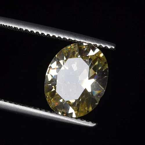 Miniatura 4 de Real Gems - Gemas ovaladas (0.394in, circonita cúbica), color amarillo facetado, 6,10 quilates