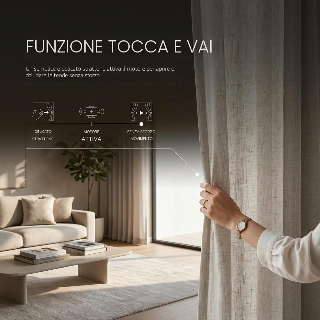 Quoya QL500 Smart Curtain System, binario elettrico guidato automaticamente Motore WiFi compatibile con Alexa, Google, Siri