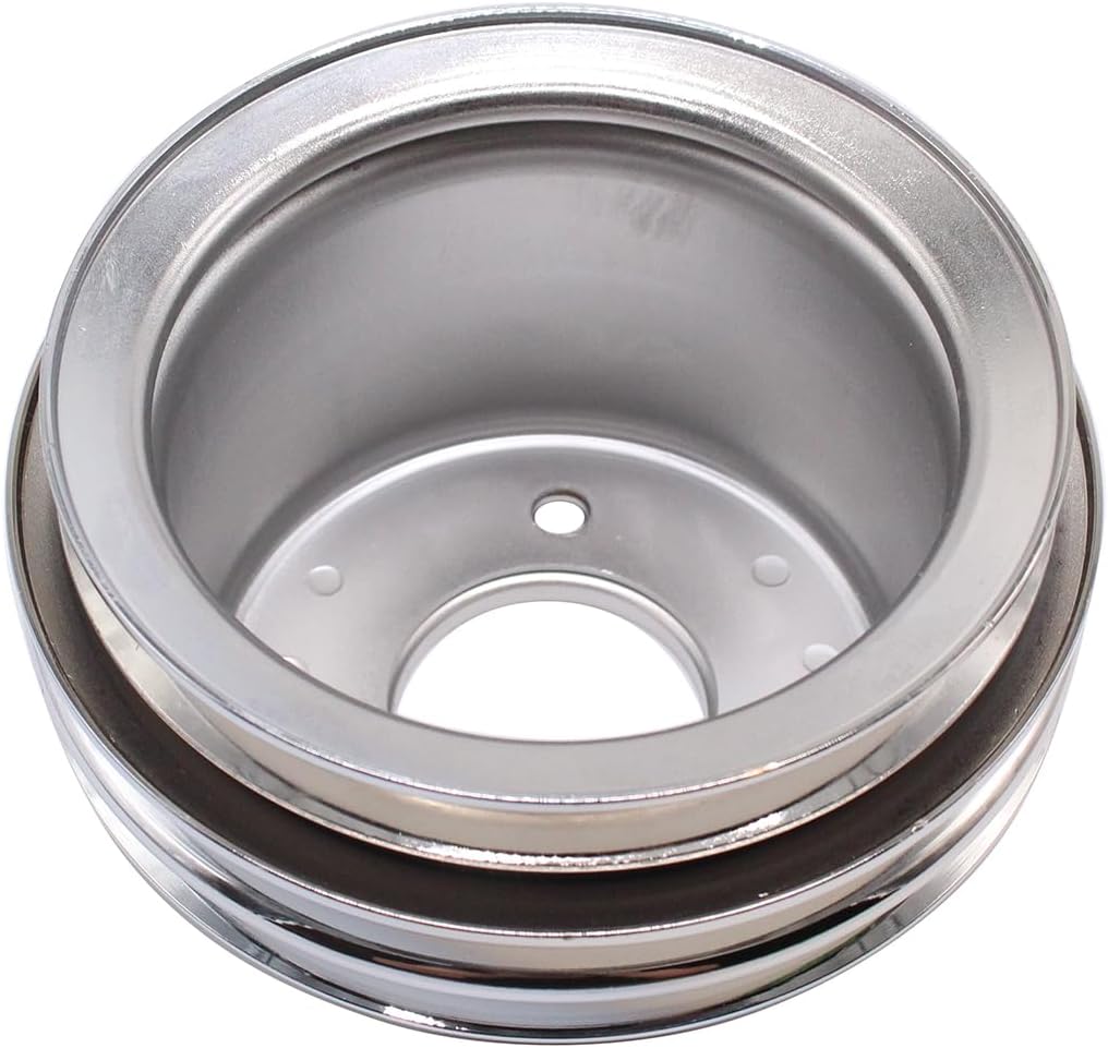 1 PC SHLPDFM Chrome Finish Steel 3 Groove Steel 6-5/8" Diameter Crankshaft Pulley Fits for Ford Small Block 260 289 & 351W 1965-1967