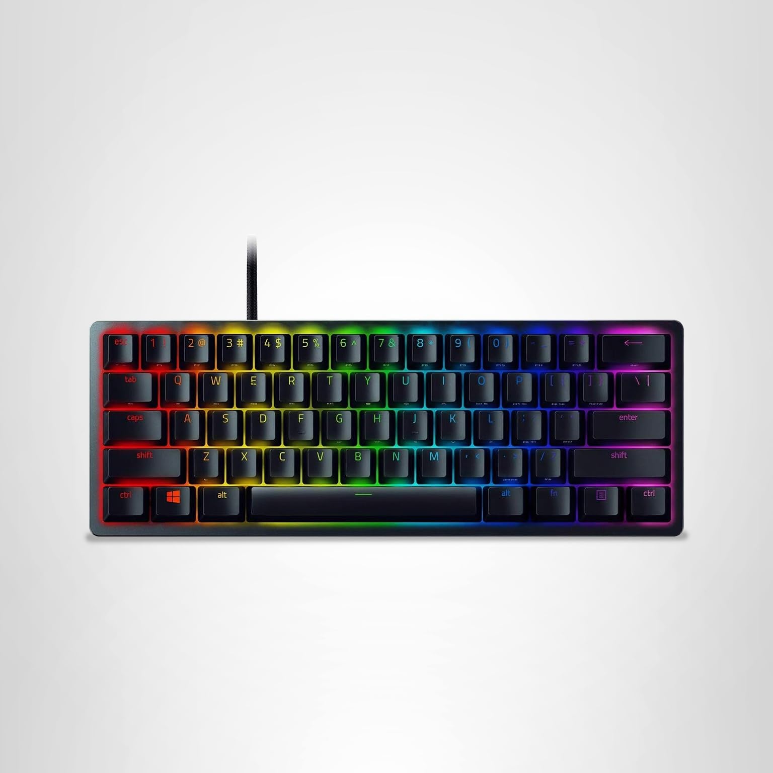 Razer Huntsman Mini 60% Gaming Keyboard: Fast Keyboard Switches - Clicky Optical Switches - Chroma RGB Lighting - PBT Keycaps - Onboard Memory - Snap Tap - White