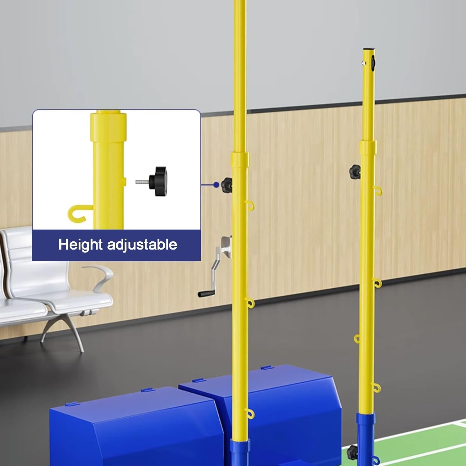 Volleyball Pole Nets Package, Outdoor Portable Volleyball Post with Wheels Freestanding Badminton Court Training Equipments for Court, Beach