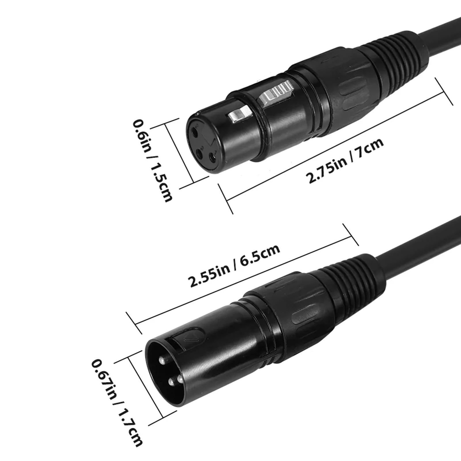 POPETPOP Lot de 8 Câbles Dmx 3 Broches en Métal Noir, Longueur 1 Mètre, pour Éclairage de Scène, Projecteurs, Microphones et Matériel Audio, Câbles D’éclairage Robustes et Connexion