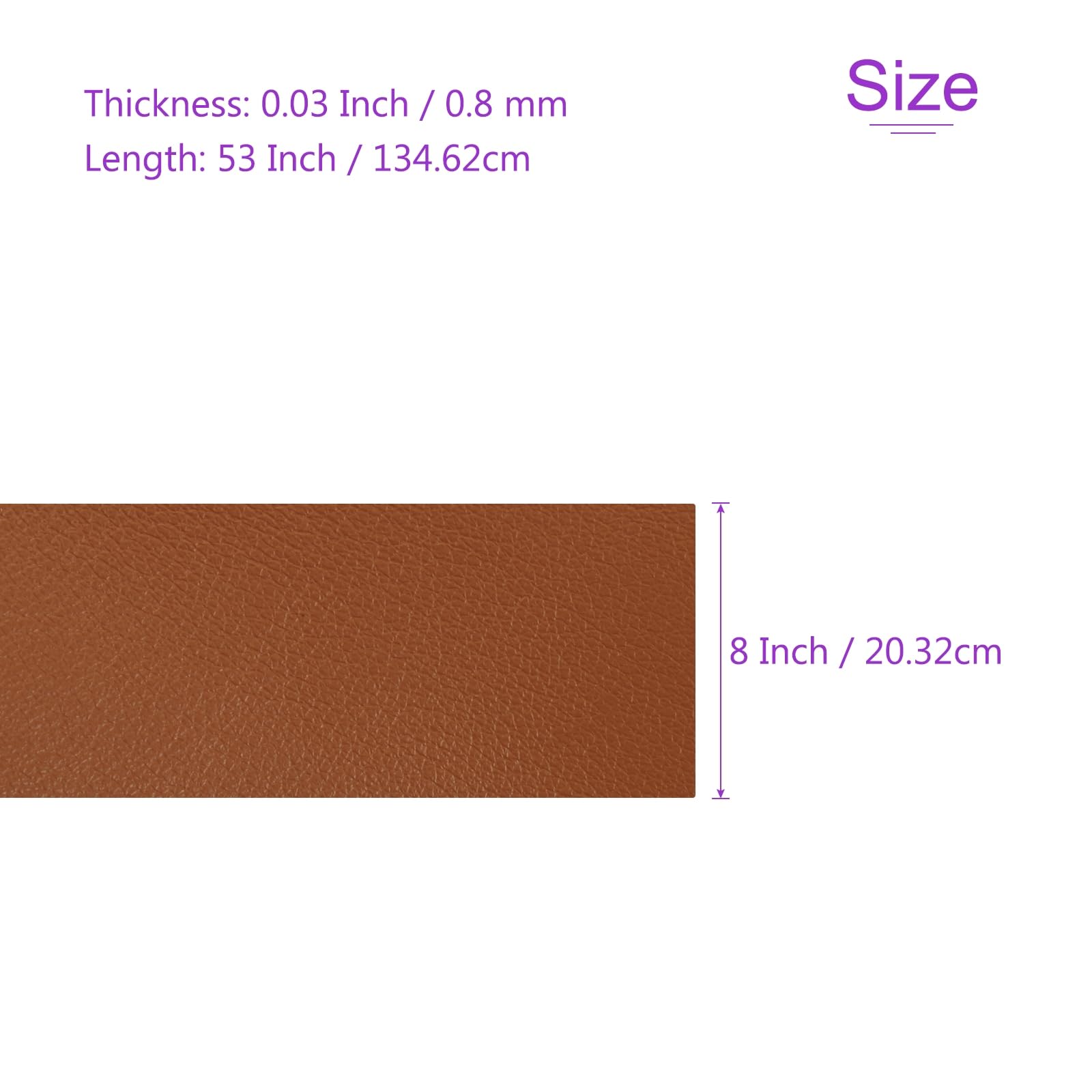 DMiotech 1 Pack 8 Inch x 53 Inch Faux Leather Strip Furniture Cover Fabric Skin Brown PU Leather Roll for Handmade DIY Craft Projects - Image 3
