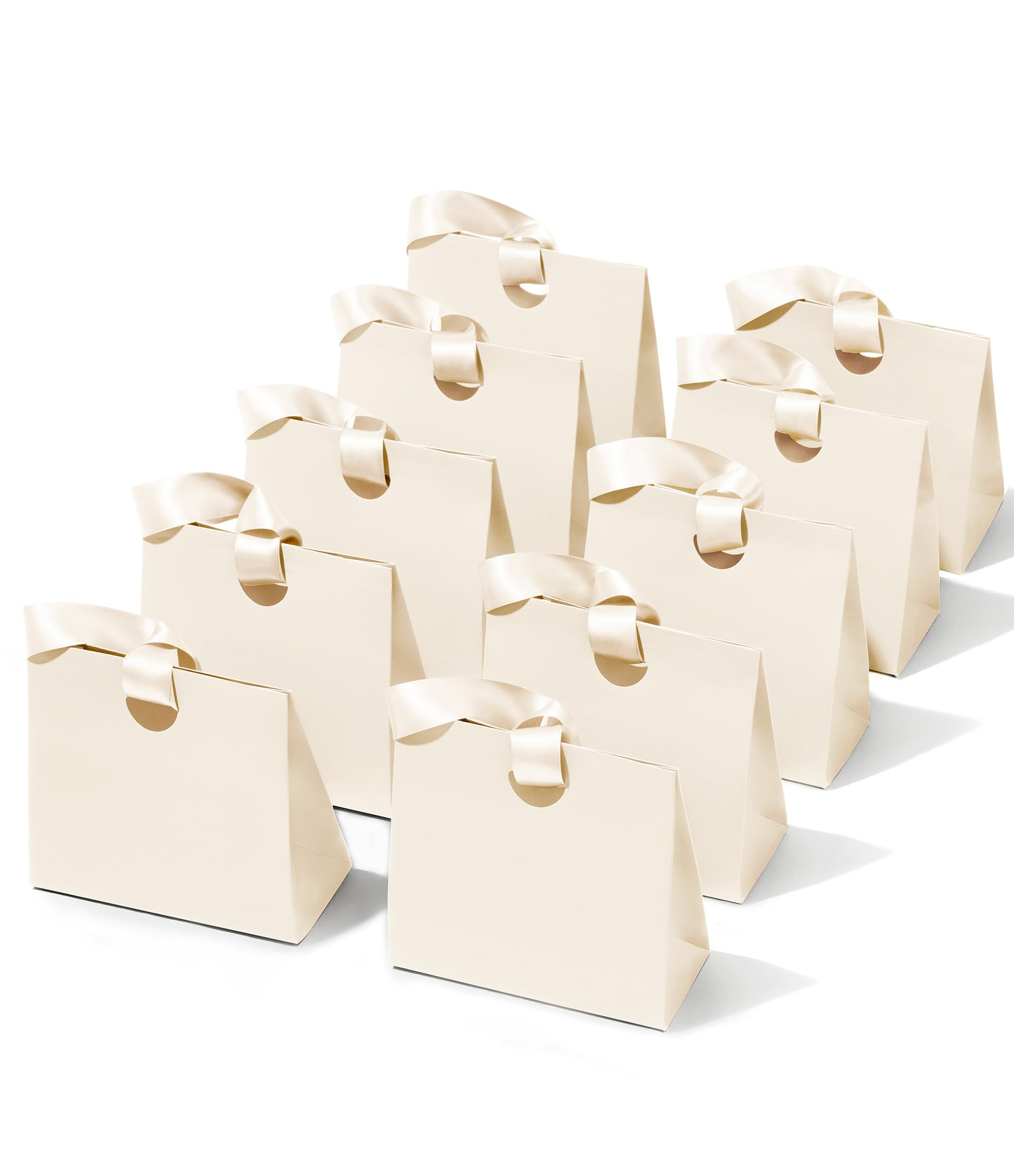 Vitalizart Cream Small Gift Bags With Ribbon Handles