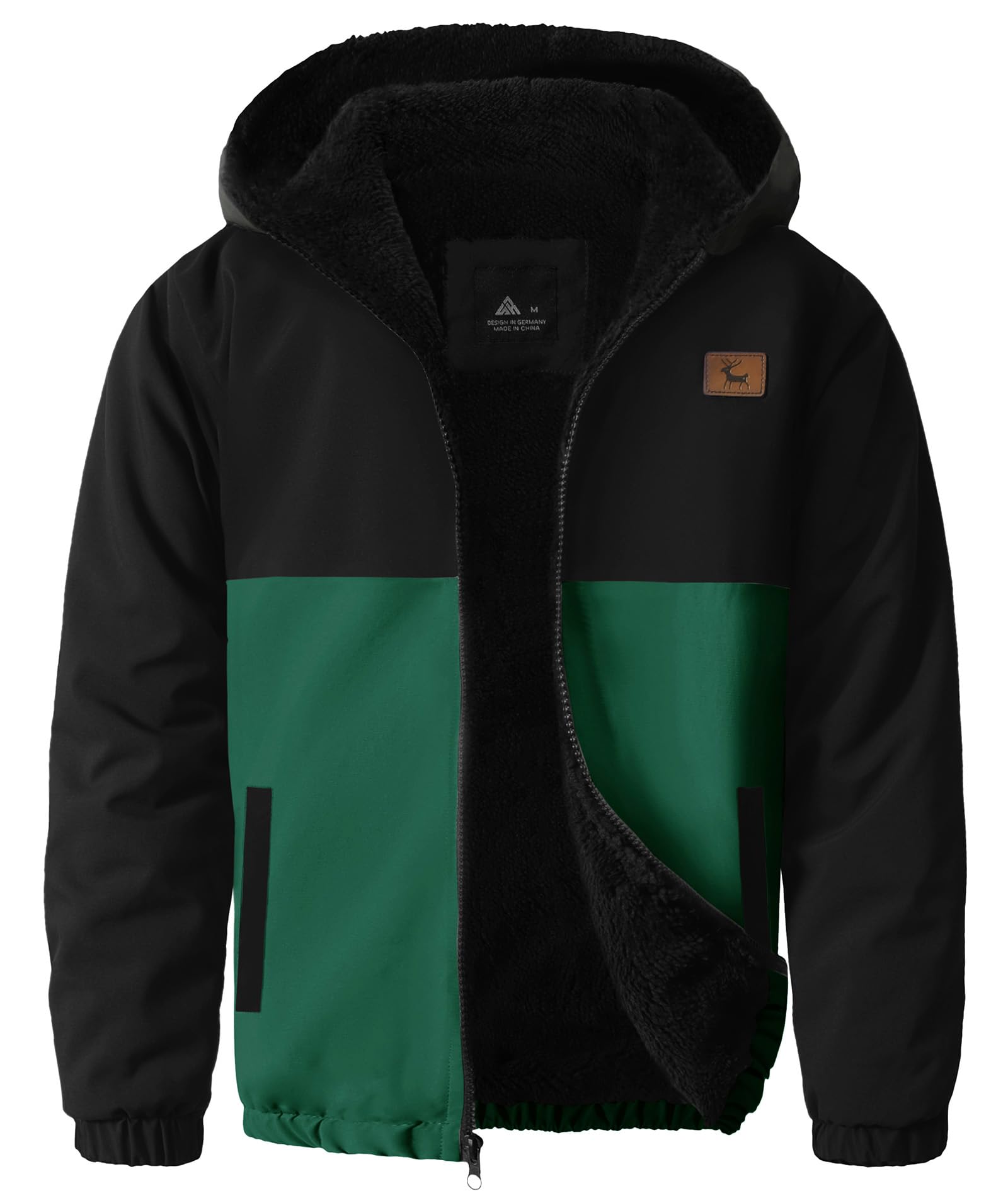 ZITY Boys Fleece Jacket Sherpa Lined Zip Up Hoodie