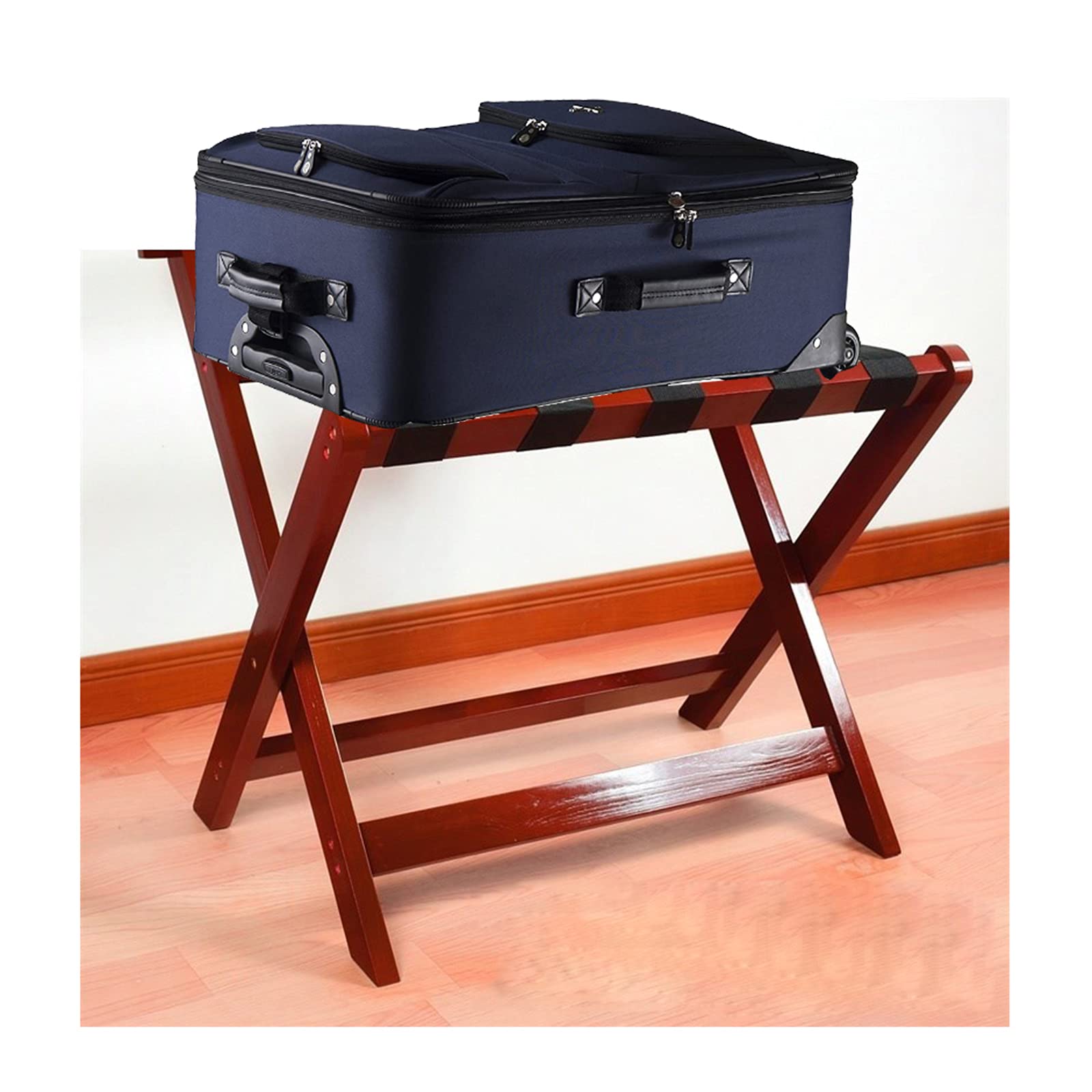 MSHGSKU Wooden Folding Luggage Rack Suitcase Luggage Stand With Backrest No Assembly Required Luggage Holder For Bedroom Guest Room-Wood 60Cm Long X 50Cmwide X65Cmhigh,Red-60cm long x 50cmwide x65c