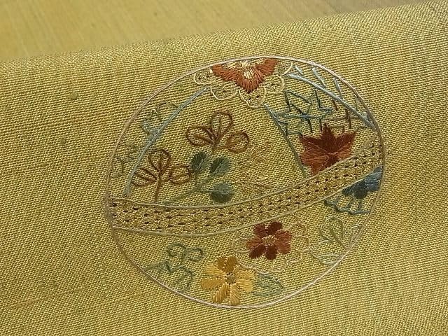 平和屋着物●総刺繍　中国三大刺繍　汕頭刺繍　スワトウ刺繍　小紋　結城紬地　辻が花　流水花文　正絹　逸品　AABG3652ck 平和屋本店○極上 中国三大刺繍 スワトウ刺繍 汕頭刺繍 訪問着 鴛鴦花