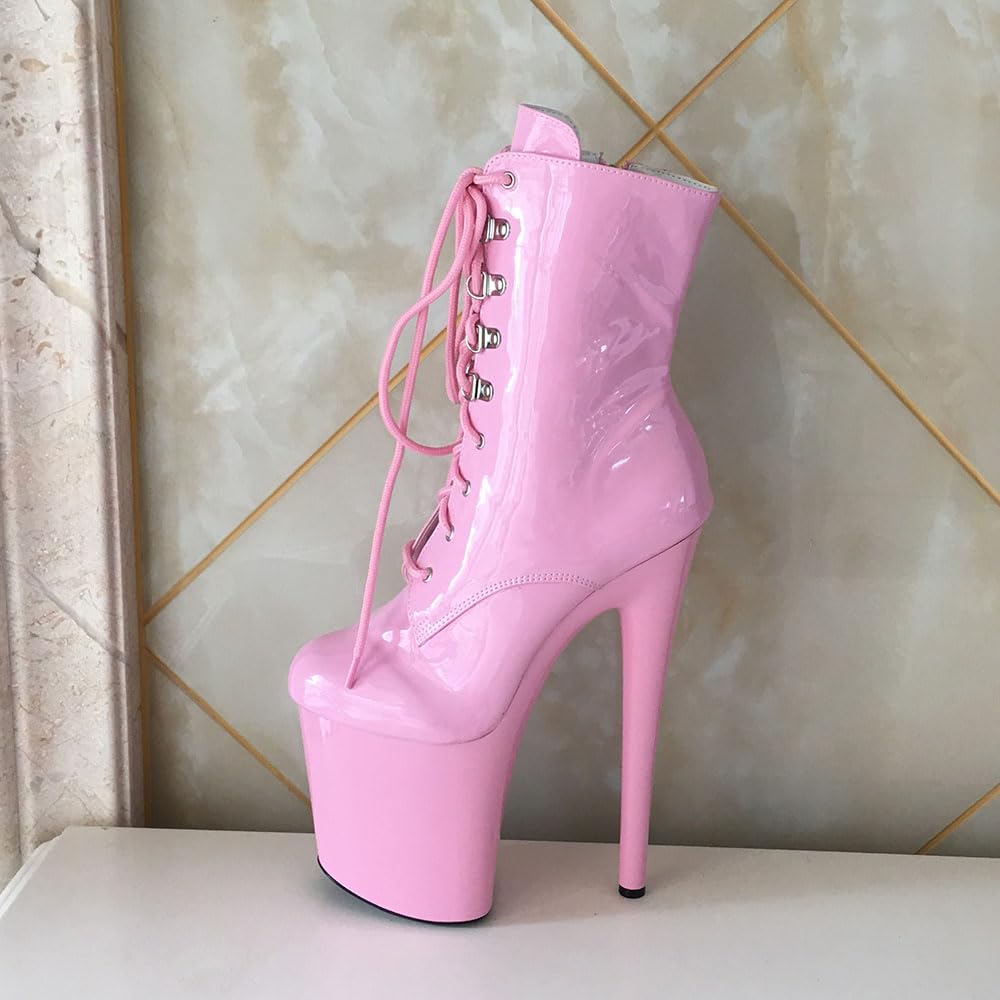 denova's Damen-Stiefelette mit sehr hohem Absatz, Schnürung, große Größe, Plateau, Pole Dance, Stiefelette mit Reißverschluss