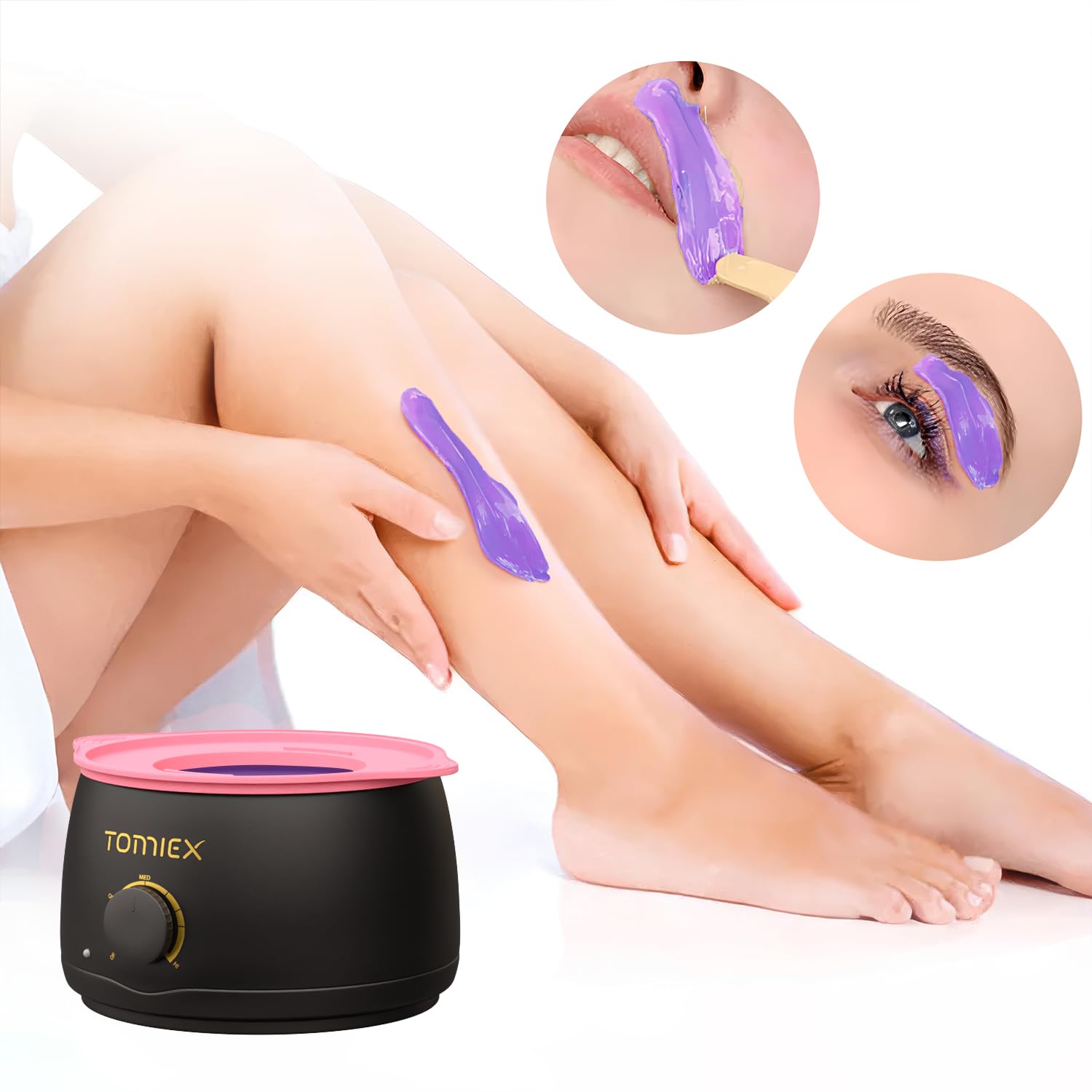 Kit ceretta per depilazione – scalda cera con grande vasetto in silicone e perle di cera dura per ceretta brasiliana, corpo, viso, sopracciglia e bikini, ideale per donne e uomini (nero Pro)