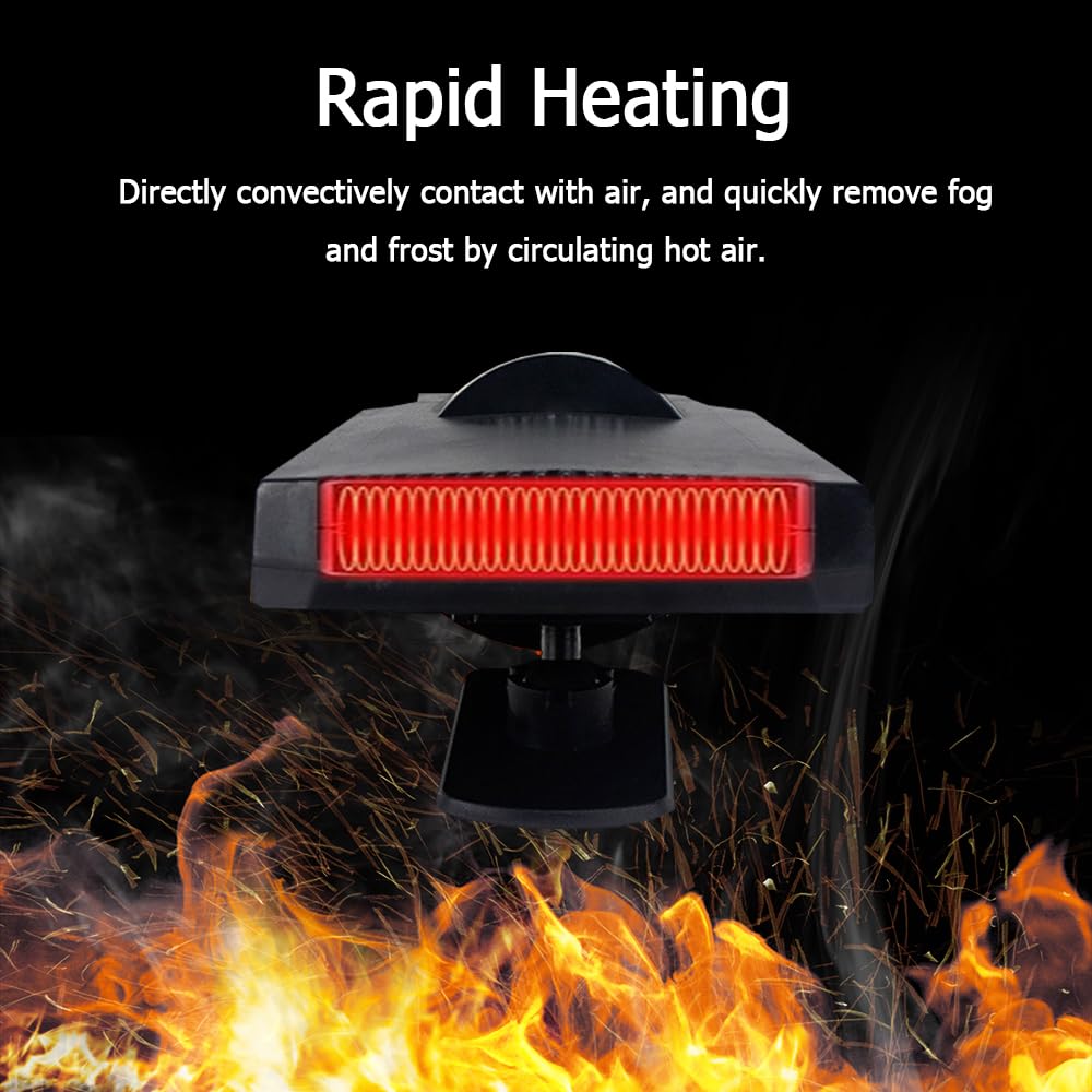 12V 200W Auto Heizlüfter Defroster, Riloer Tragbare Anti-Fog 2-In-1 Heizung/Kühlung Mini-Autoheizung, Luftreinigung Windschutzscheibe Demister Fenster Lüfter, Auto Winter Windschutz Demister