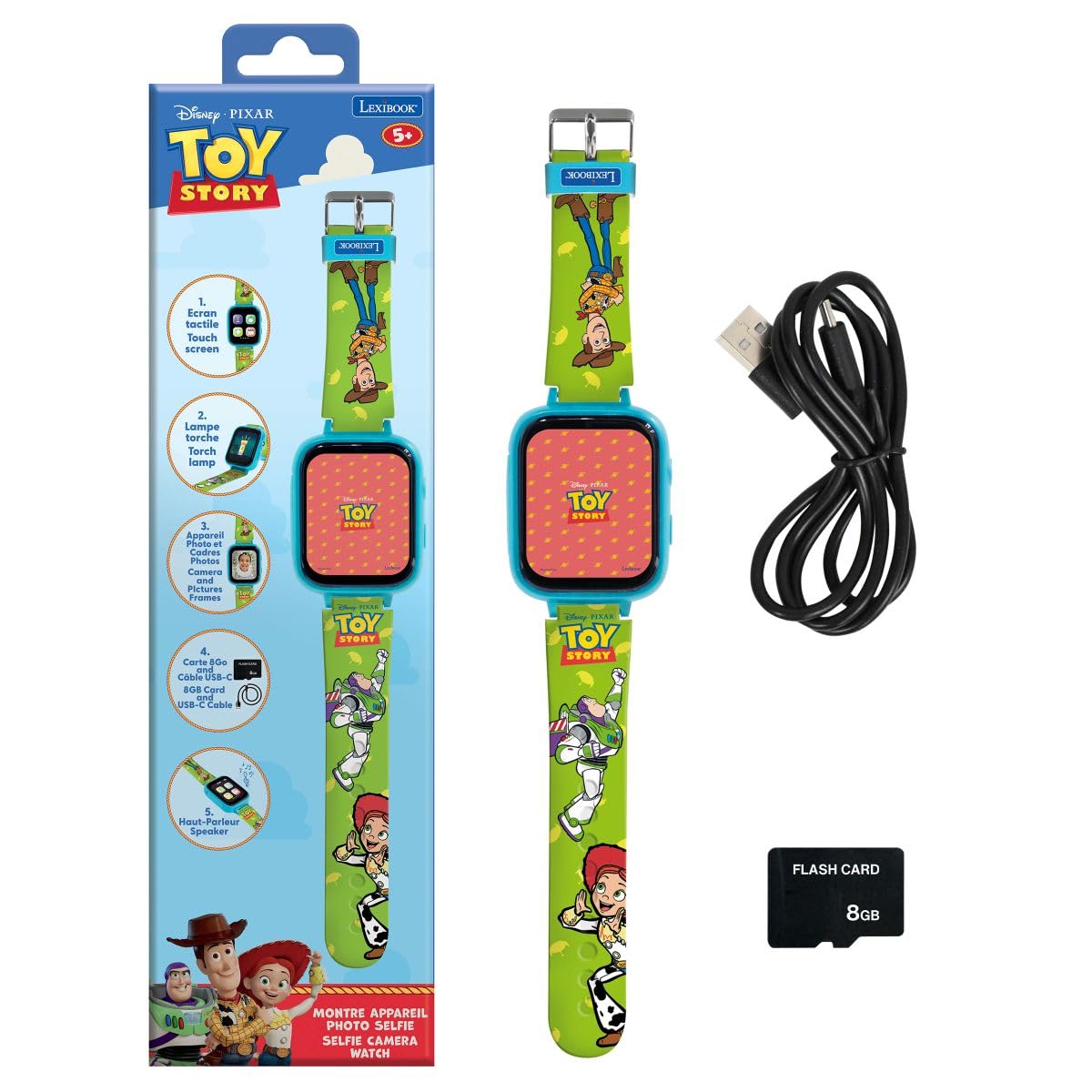 LEXIBOOK, Toy Story, Toy Story Color Screen Watch with Camera and 8GB Memory Card, Green, DMW070TSLXB