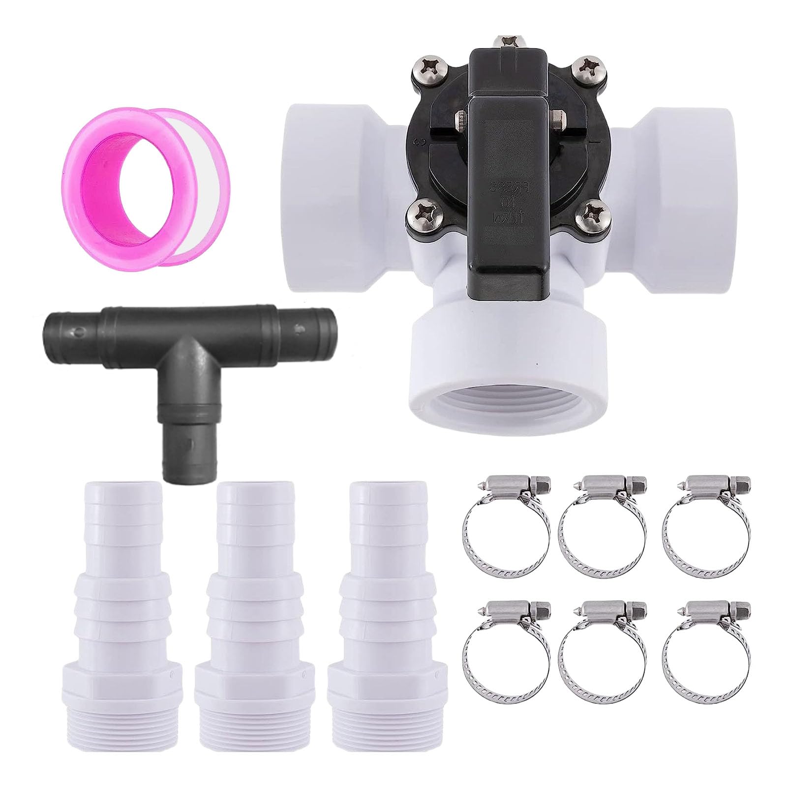 Kalttoy Complete Pool Bypass Valves Connection Set 12Pcs Including Stainless Steel Hose Clamps Suitable for Filtration Systems Hose Clamps for Sand Filter