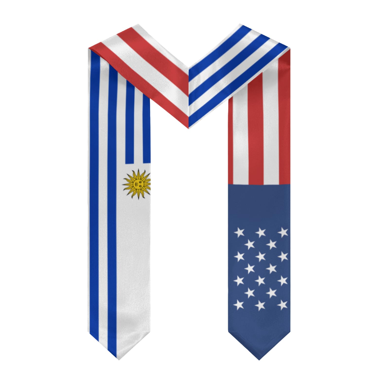 America Uruguay Uruguayan Flag Graduation Stole Sash Shawl for Men Women Thickened V-Neck Scarf for International Students Teachers Study Aboard Graduate Gift 72 inches Unisex