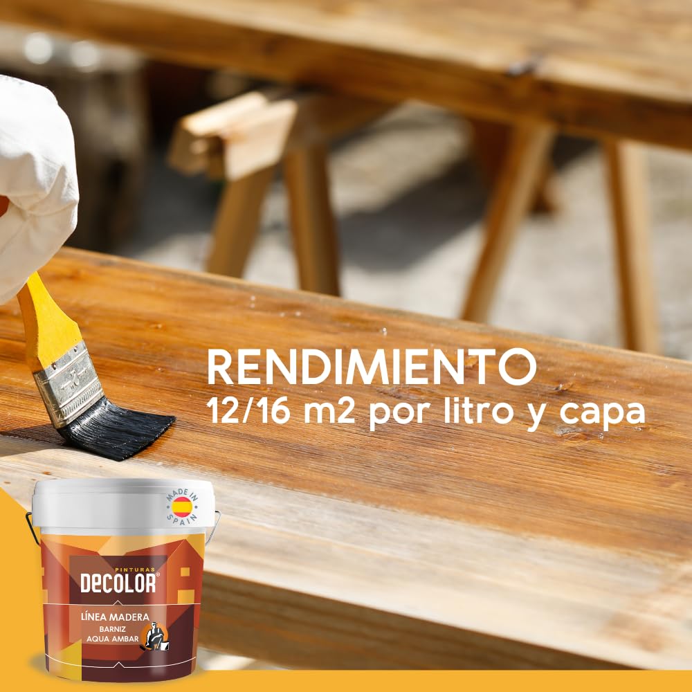 Barniz Satinado Castaño al agua. 4 Litros
