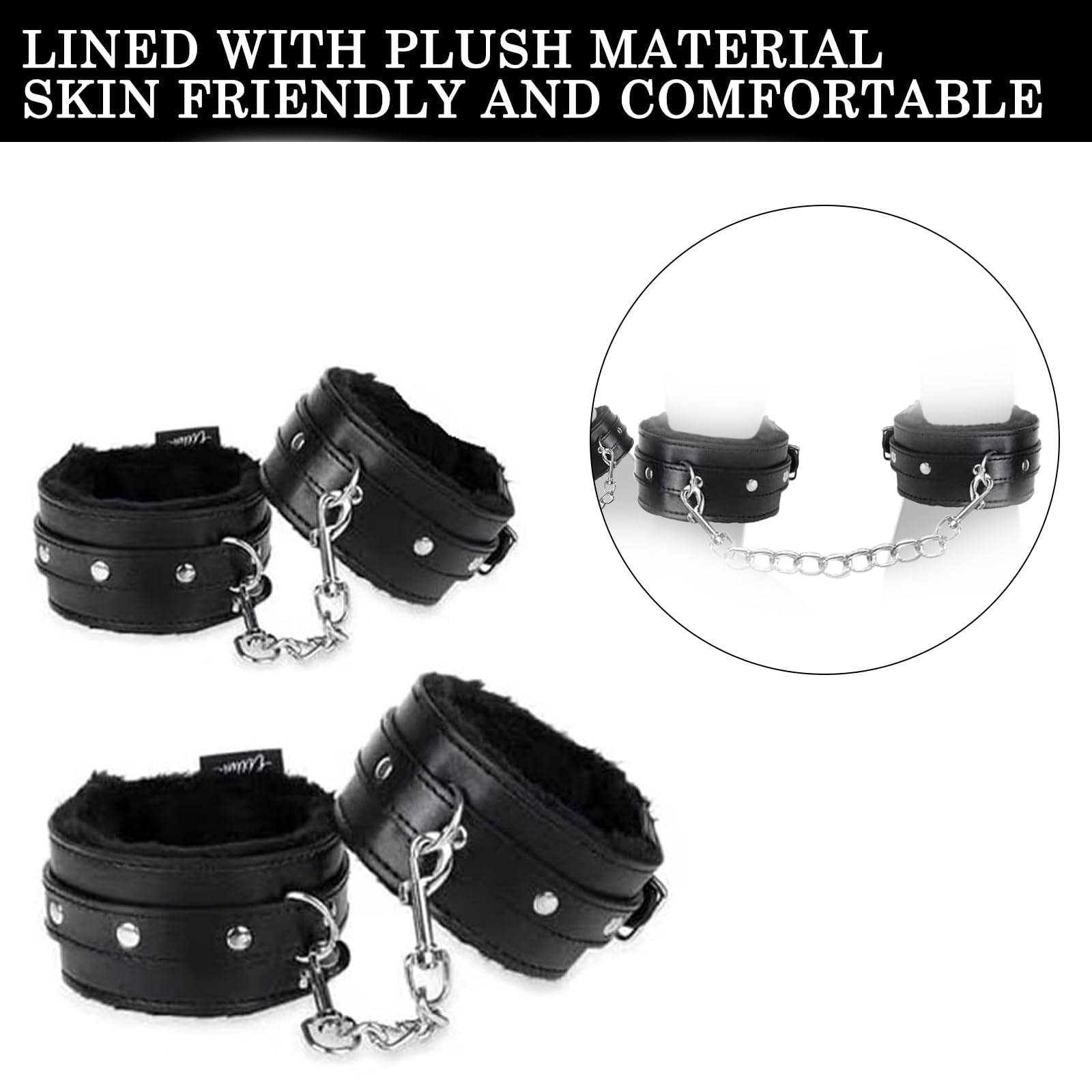 Menottes Lit Kit Toys Homme Femme Couple Set Accessoires 11 PCS Kits de Bondage,Cravache Menottes Sexy érotique Pinces pour Mamelon Cordes Baillon Collier (Noir-11)