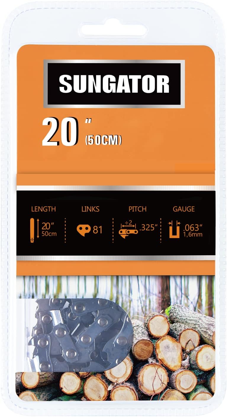 SUNGATOR 3-Pack 20 Inch Chainsaw Chain SG-D72, 3/8" Pitch - .050" Gauge - 72 Drive Links, Compatible with Stihl MS 271, 33RS72 and More