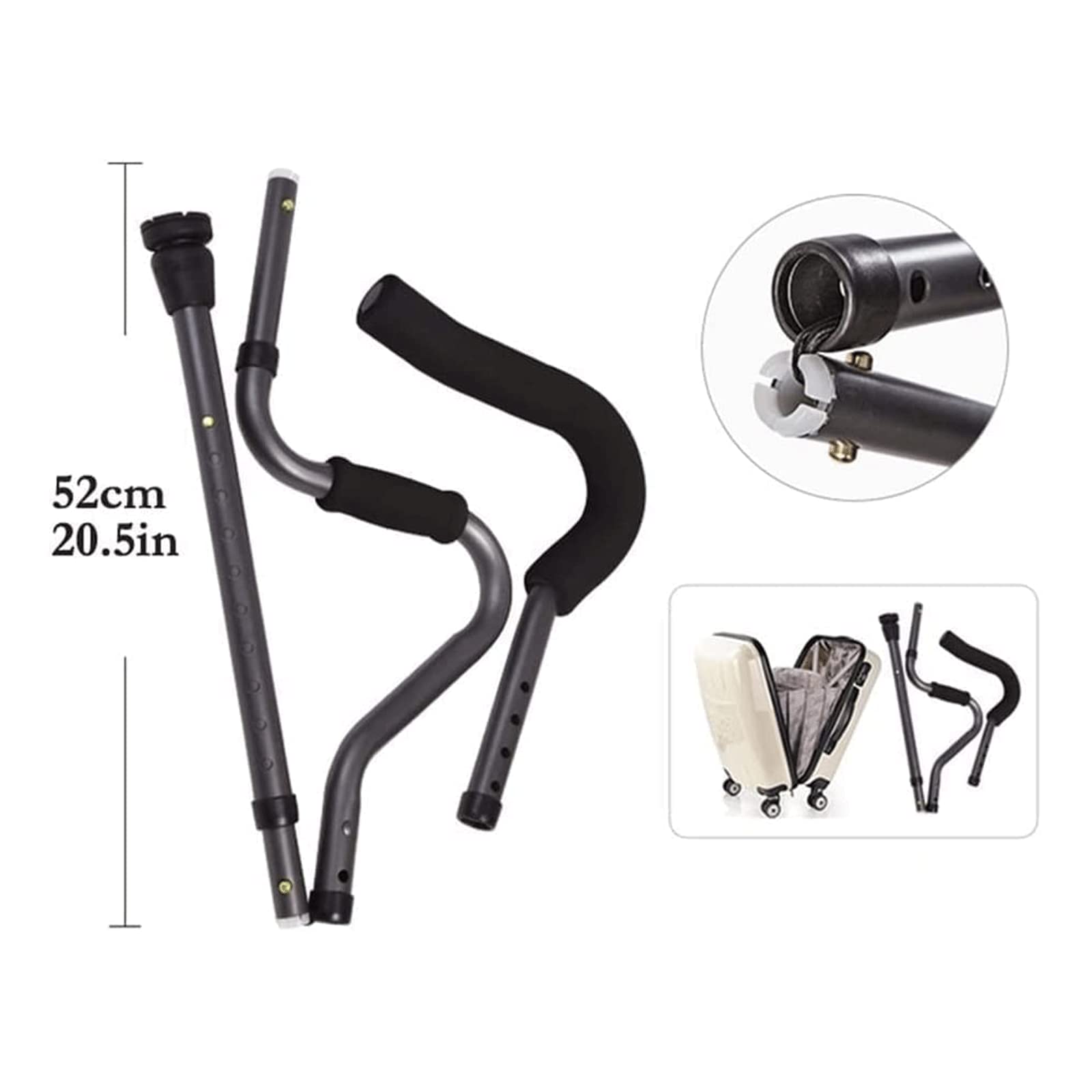 PAASHE Muletas médicas Bastones para Axilas Ajustables en Altura de Aluminio portátiles Bastones para Caminar de pie Plegables para 61-75 Pulgadas