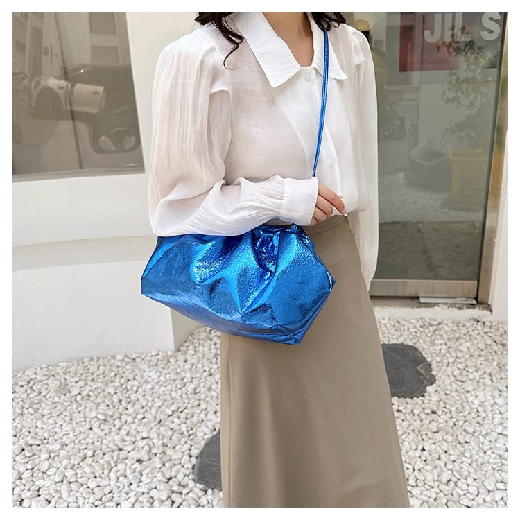 Women’s Soft Cloud Dumpling Pouch Bag，Ruched Soft Vegan Leather Clutch Purse Shoulder Bag4