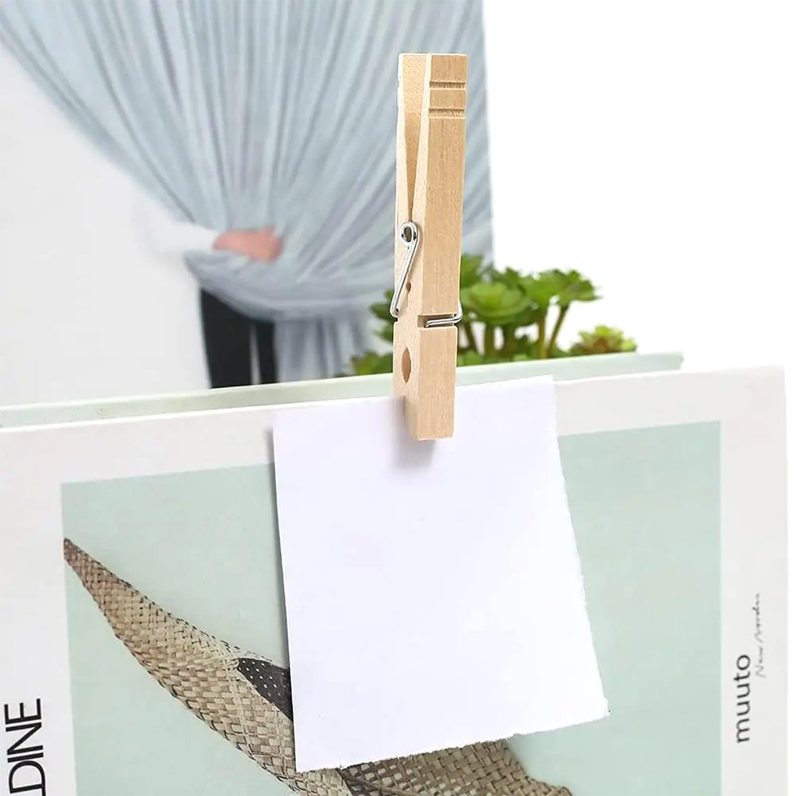 GZCXQ 150 Pcs Photo Clips Pegs, Wooden Pegs with Stainless Steel Springs, Natural, for Photo Wall Display Craft, Weddings - Image 4