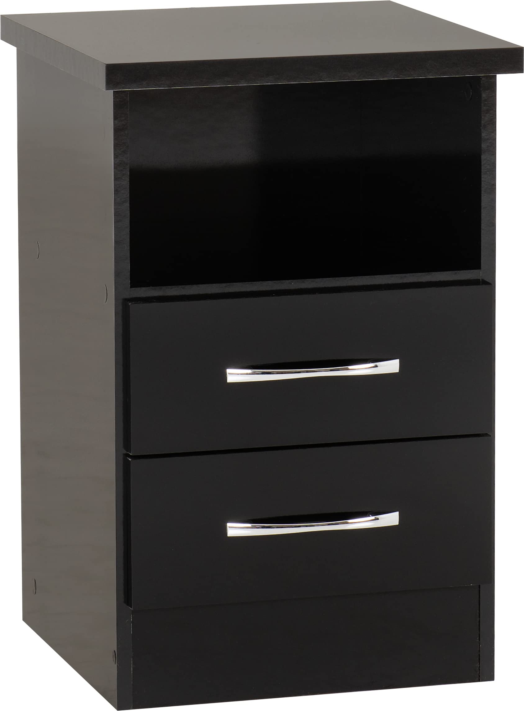 Seconique Nevada 2 Drawer Bedside In Black Gloss Finish from B&Q