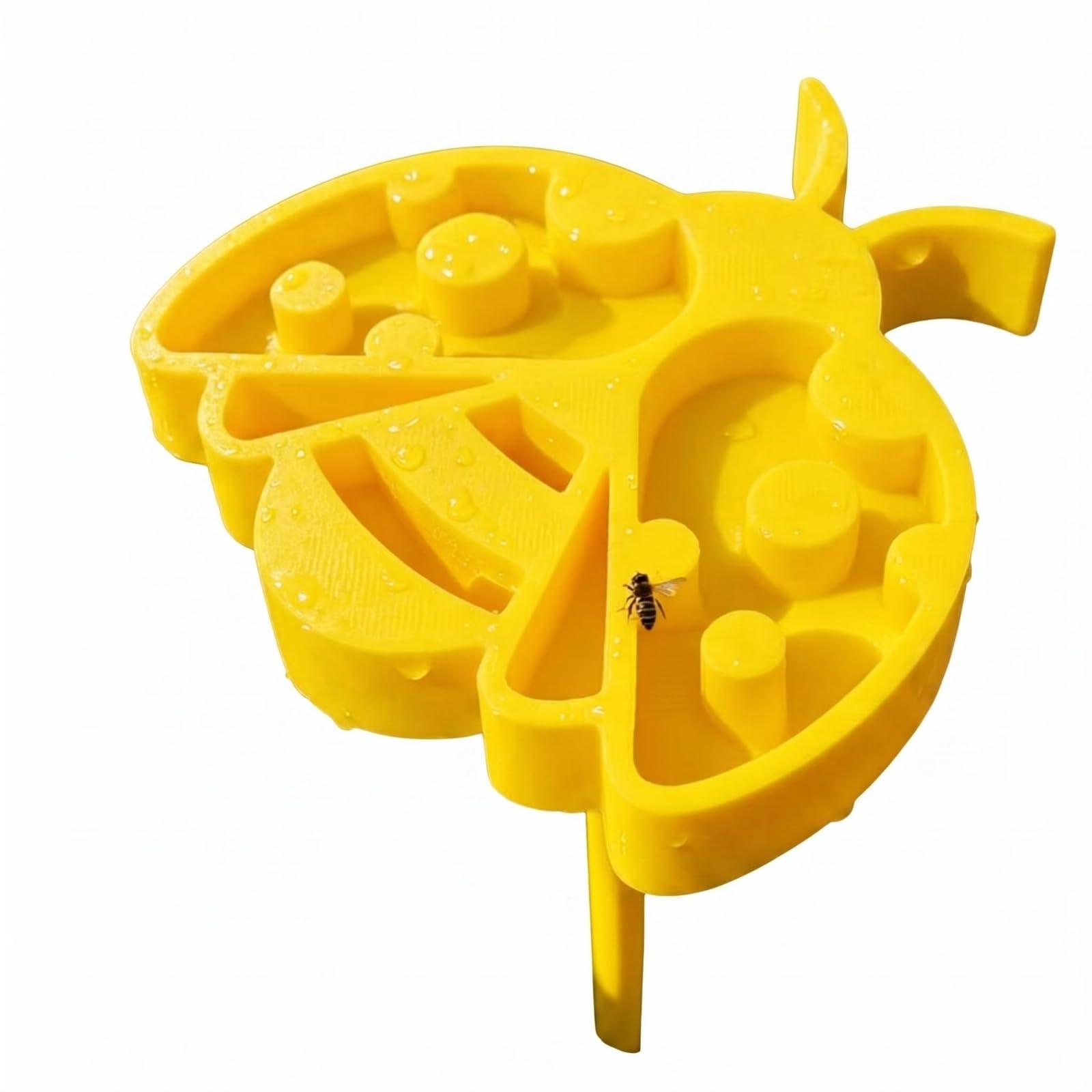 Multi-Compartment Stake-Mounted Bee Waterer Raised Flower-Shaped Bee Watering Station Molded PVC Flower-Shaped Tray Easy to Refill, Yellow, 10CM|Home & Garden-image-29