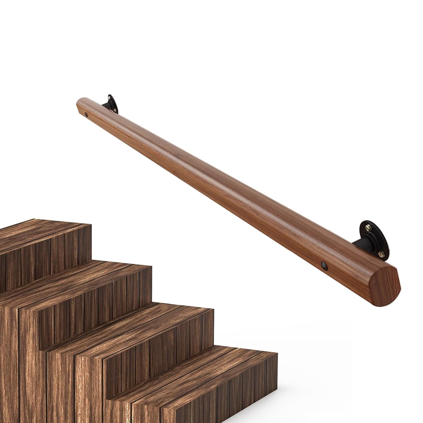 Main courante d'escalier en bois de 3,5 m avec rampe murale antidérapante