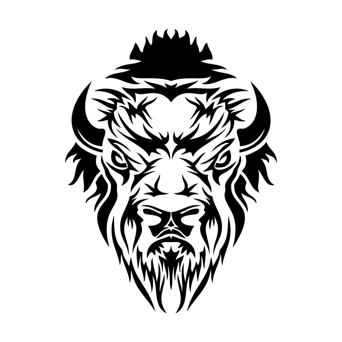 Wall Decals Paster Paper Bison Wild Animal Head Bull Power Horns 54x74.3cm Can Modify and add Information Large Black