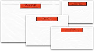 PACKY - Envelopes porta-documentos adesivos - Packing List A6 A5 A4 ou DL - Envelope Contém Documentação - Sacos Para Guias de Remessa - Envelope Transparente Plástico Guia de Remessa - DL | 225 x 122