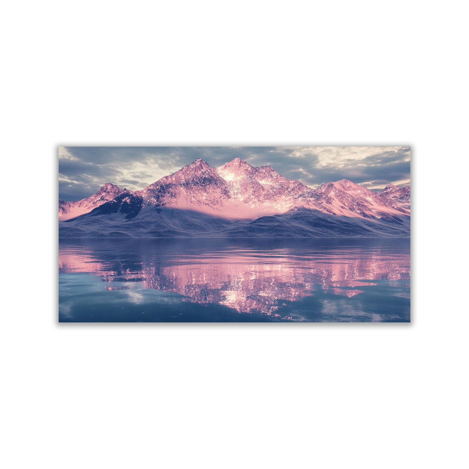 WIKEO Beach Canvas Wall Art Natural Mountain Ocean Coastal Tropical Artwork Prints Pictures,for Bathroom Bedroom Living Room Home Office Wall Decor(Pink 1)-30x60cm Unframed