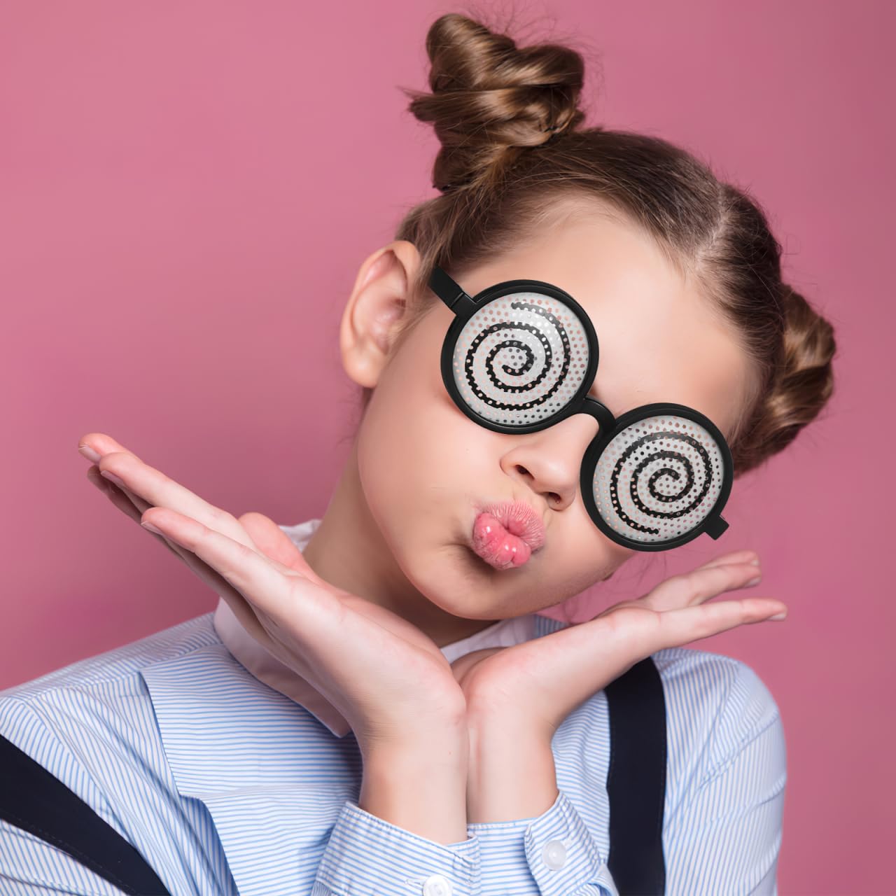 PLAFOPE 4 Pcs Round Frame Funny Dizzy Shaking Party Glasses Nerd Dress-up Costume Glasses Creative Eyeglasses Prom Eyeglasses Fun Glasses Creative Glasses Miss Clothing Goggles, 13.50X5.50X1.00CM