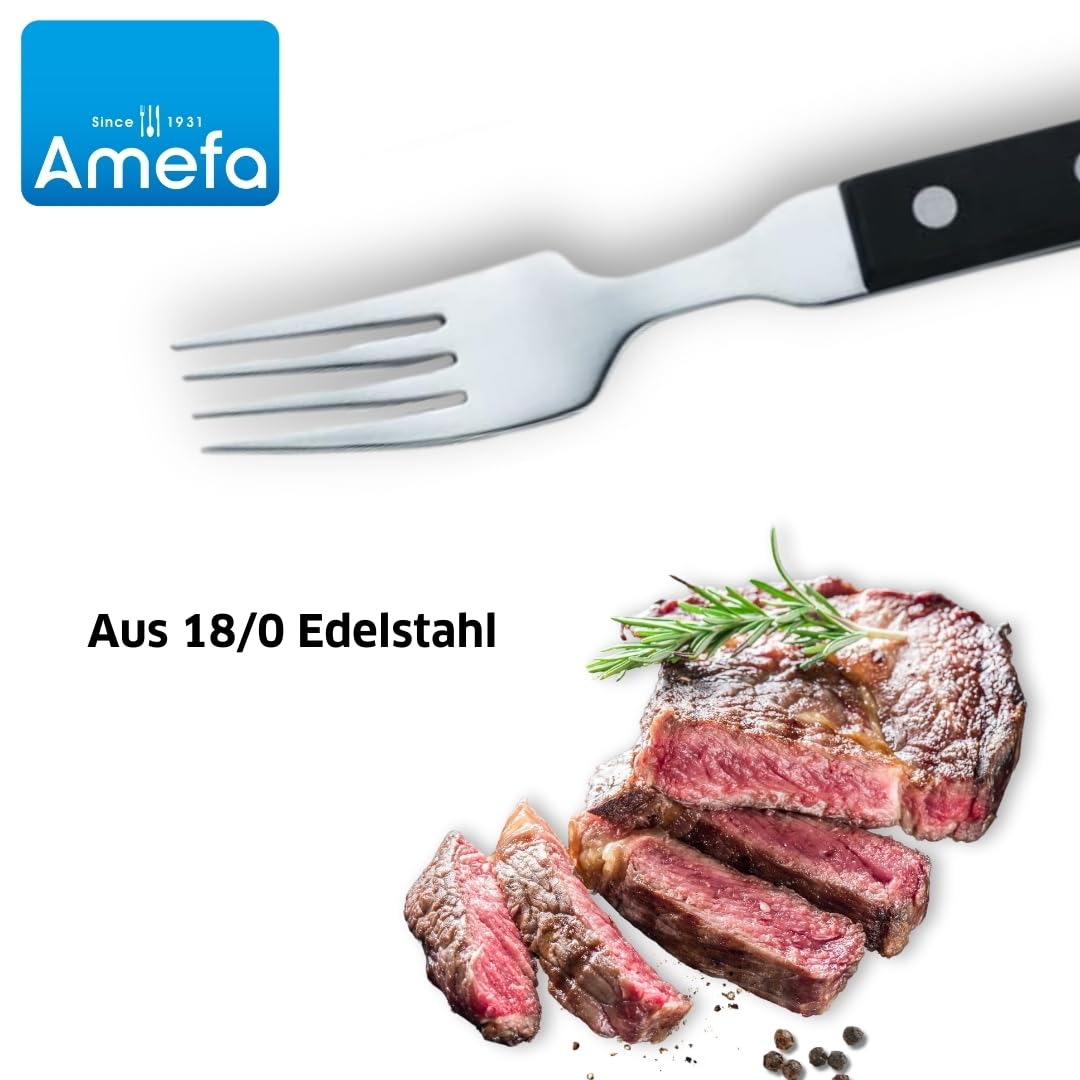 Amefa Zestaw 6 widelców do mięsa stal nierdzewna 18/0 czarny