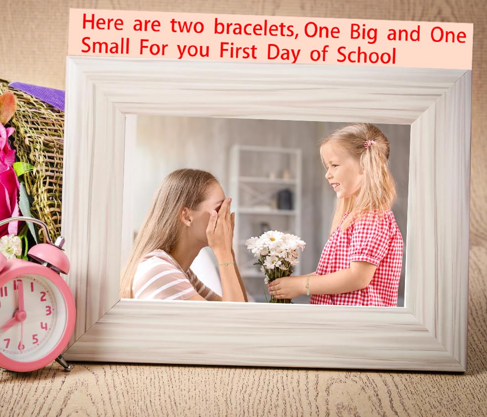 Image of First Day of Kindergarten Bracelets,First Day of School Bracelets for Mom and Daughter,Back to School Bracelet Pre-K Matching Heart Wish Adjustable Bracelet
