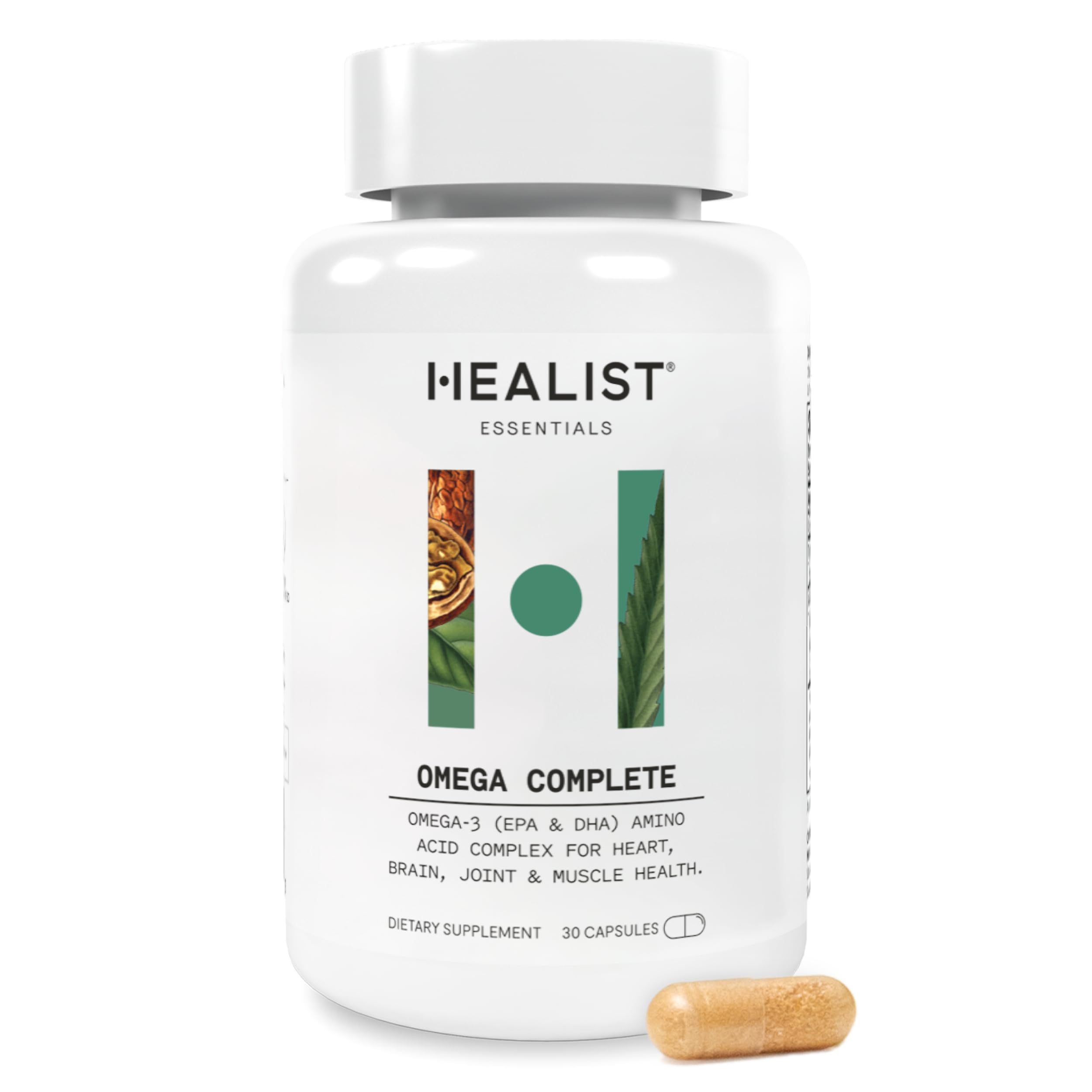 HEALIST Omega 3 - Omega DHA EPA Amino Acid Fish Oil for Heart, Brain, Eye, Cardiovascular, Skin, Muscles, Joint Health & Wellness, Gluten Free, 30 Capsules