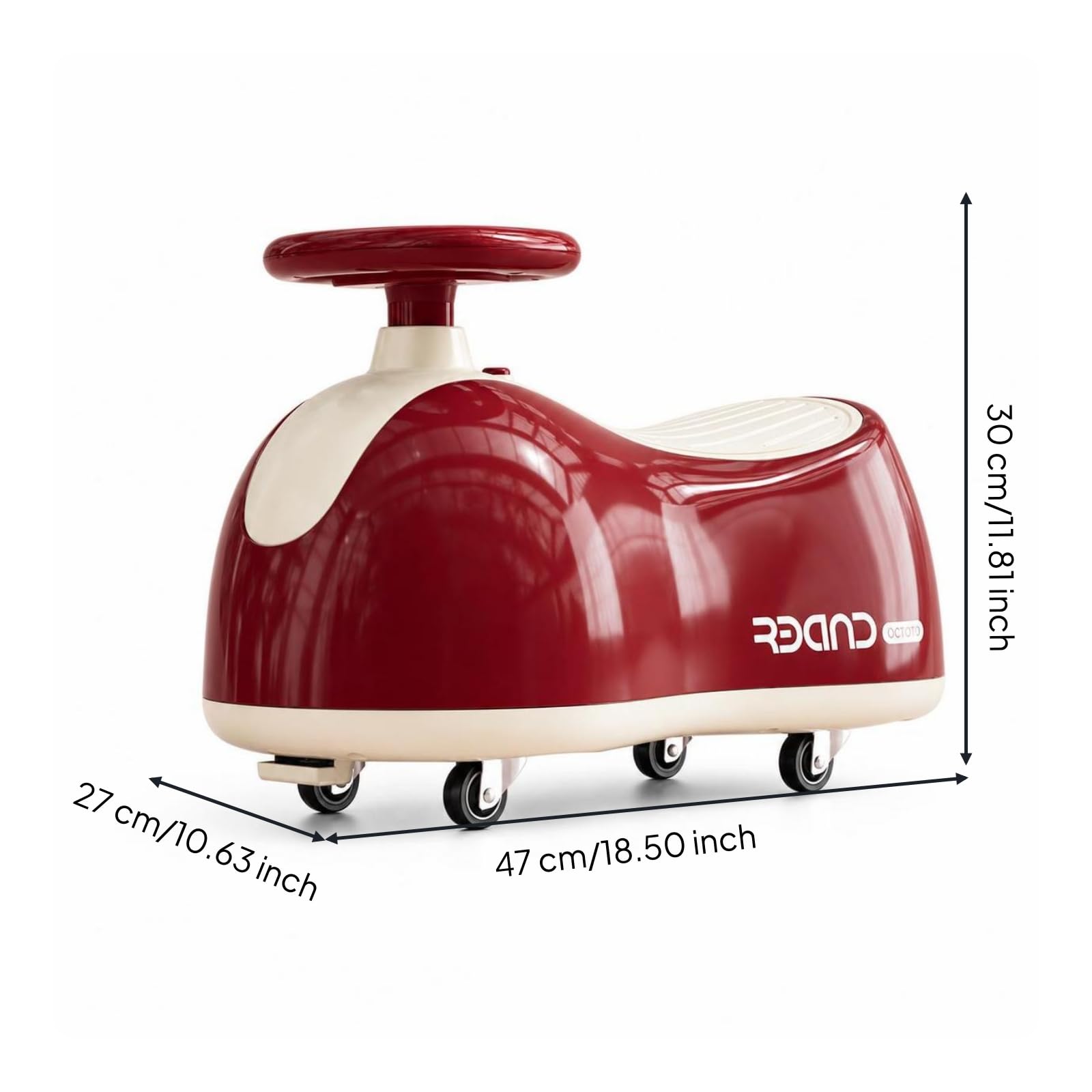 predolo Correpasillos con Ruedas Giratorias Musical Coche Correpasillos con Luces Interactivo para Caminar Infantil Música para, Casa, Rojo Fuego