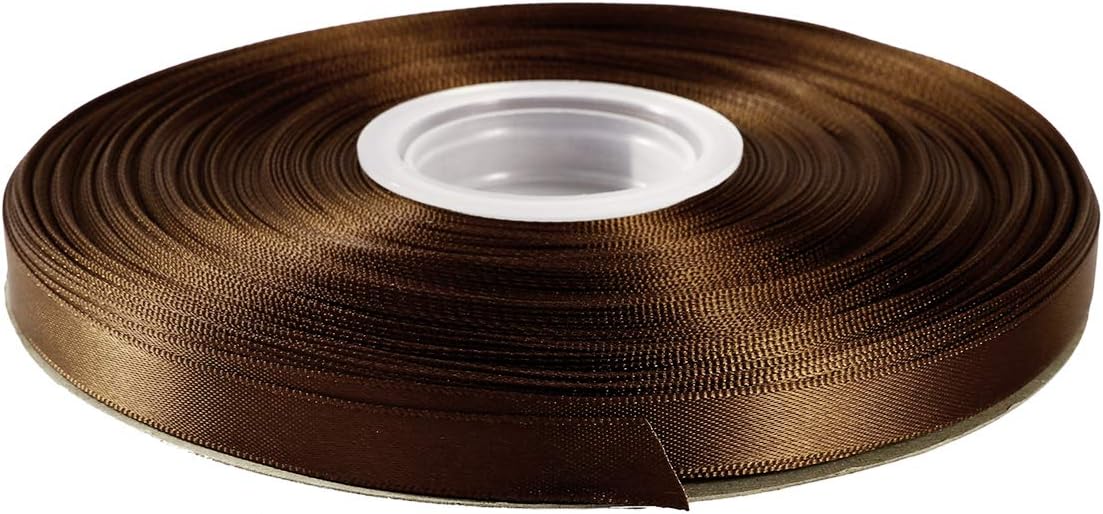 ITIsparkle 9mm Width (3/8") Double Faced Satin Ribbon 45 Meters (Full Reel) Crafts Gift Wrap Floristry - Brown Ribbon