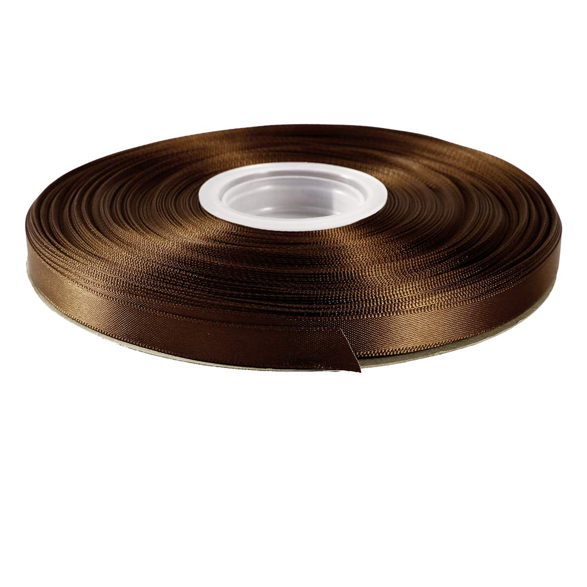 ITIsparkle 9mm Width (3/8") Double Faced Satin Ribbon 45 Meters (Full Reel) Crafts Gift Wrap Floristry - Brown Ribbon